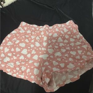 Forever 21 Pink Heart Print Women's Athletic Shorts